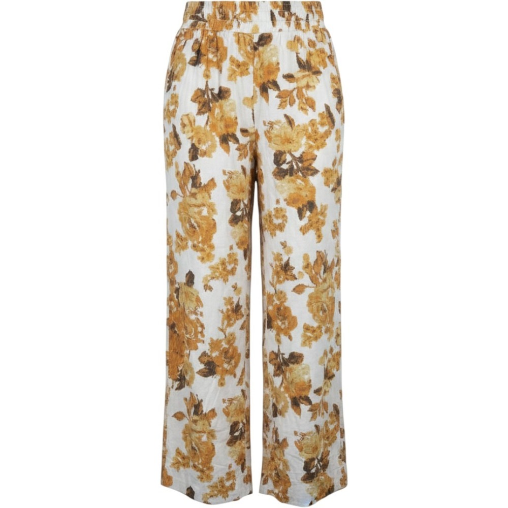 Panama Jack Floral Wide Leg Linen Blend Pants Yellow Orange White Size Medium